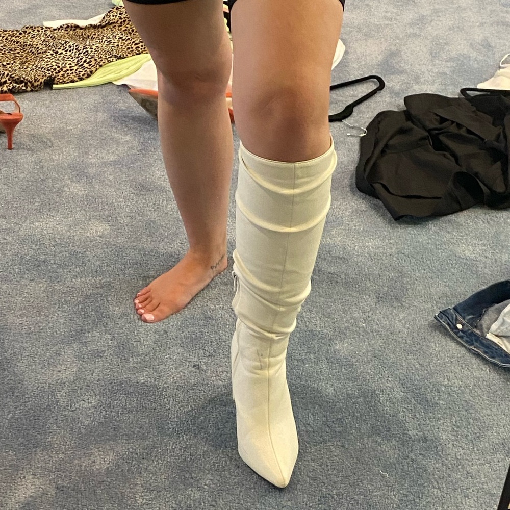 Public desire White knee high boots